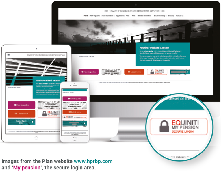Images from the Plan website and 'My Pension', the secure login area