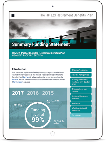 Tablet showing the summary funding statement