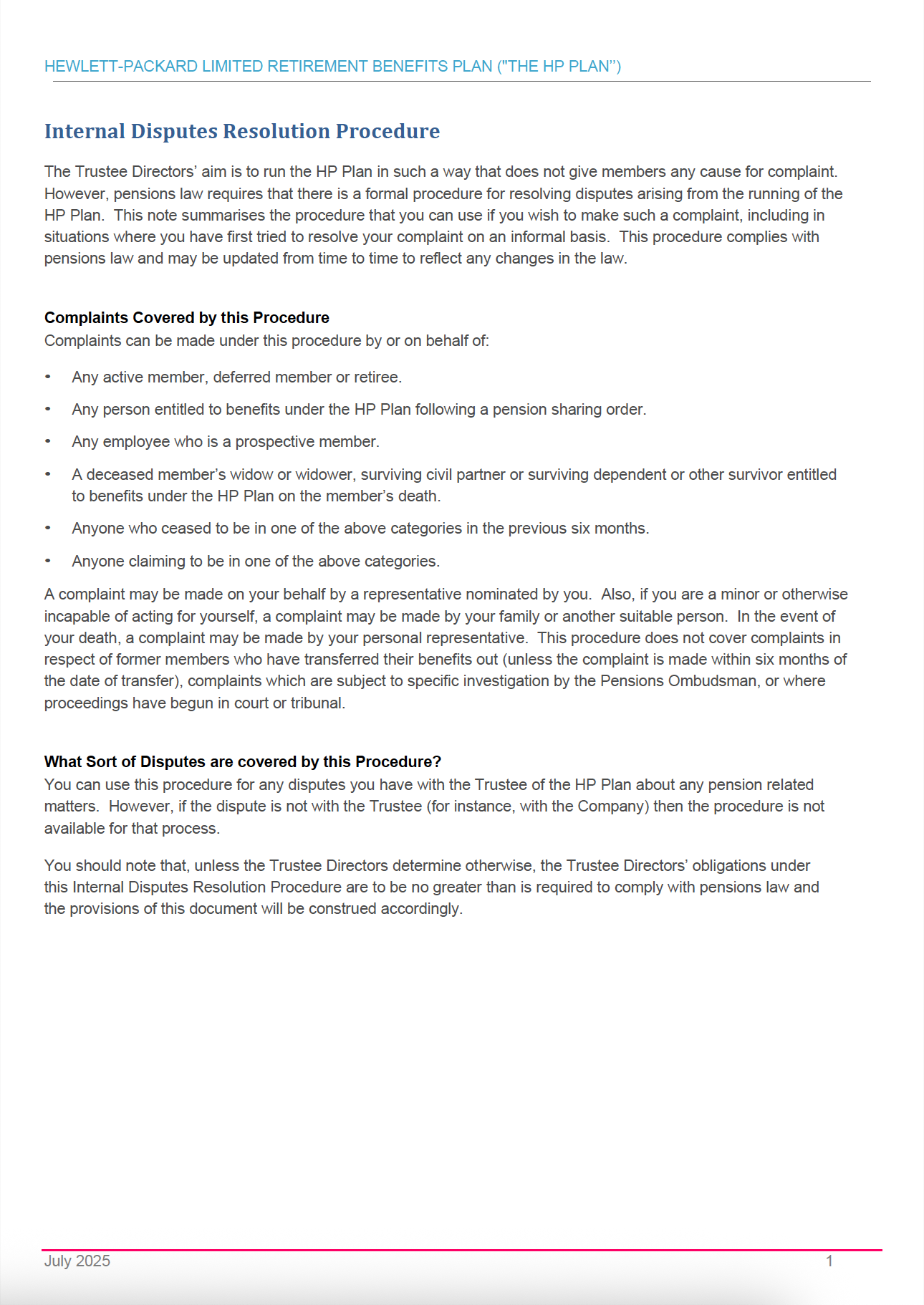 Thumbnail image of Internal Disputes Resolution Procedure 